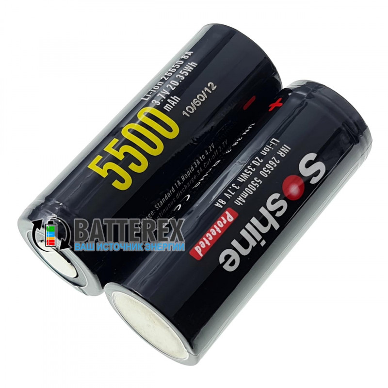 Аккумулятор 26650 Soshine 5500mah 3,7V с защитой Аккумулятор 26650 Soshine 5500mah 3,7V с защитой