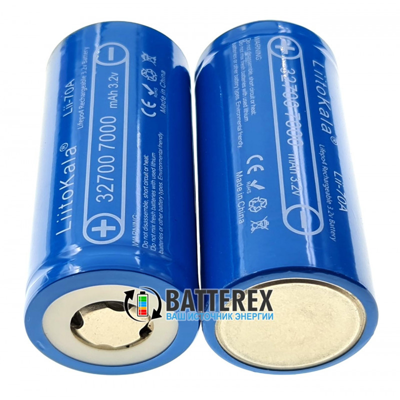 Аккумулятор LiFePO4 32700 Liitokala Lii-70A 7000mah 3.2V 30A Аккумулятор LiFePO4 32700 Liitokala Lii-70A 7000mah 3.2V 30A
