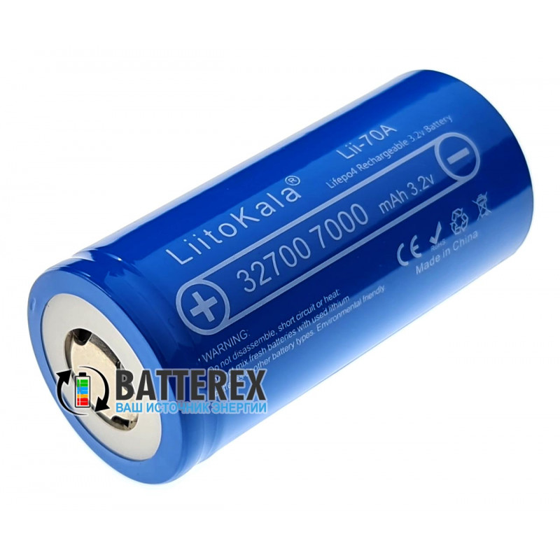 Аккумулятор LiFePO4 32700 Liitokala Lii-70A 7000mah 3.2V 30A Аккумулятор LiFePO4 32700 Liitokala Lii-70A 7000mah 3.2V 30A