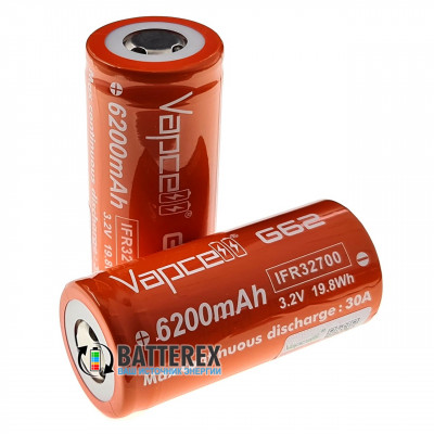 32700 LiFePO4 Vapcell G62 IFR32700 6200mah 3.2V высокотоковый 30A