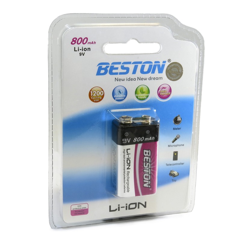 Аккумулятор литиевый Крона Li-Ion Beston 9V 800mah Аккумулятор литиевый Крона Li-Ion Beston 9V 800mah