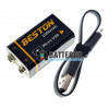 Аккумулятор Крона Li-ion Beston 9V 1000mah с зарядкой от micro USB