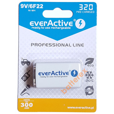 EverActive 9V 320mah - аккумулятор Крона NiMH с высокой ёмкостью и низким саморазрядом