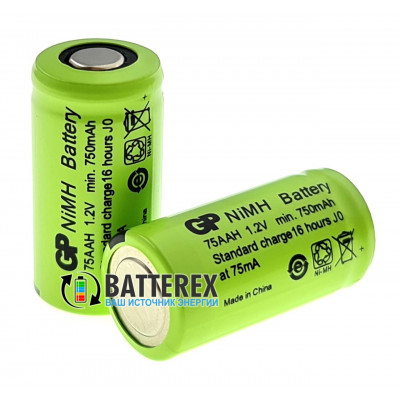 2/3 AA GP 750mah 1.2V 75AAH NiMH Flat Top технический аккумулятор