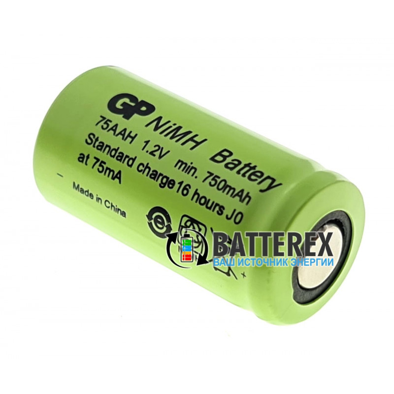 Аккумулятор промышленный 2/3 AA GP 750mah 1.2V 75AAH NiMH с плоским контактом плюс Flat Top Аккумулятор промышленный 2/3 AA GP 750mah 1.2V 75AAH NiMH с плоским контактом плюс Flat Top