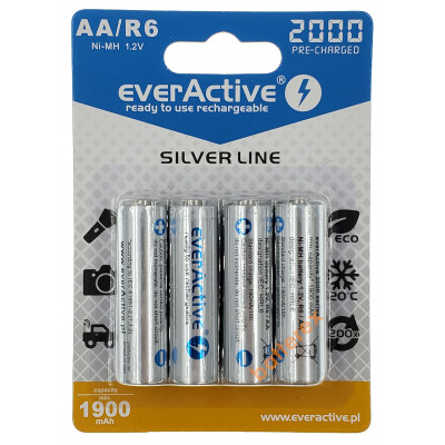 AA EverActive 2000mah с низким саморазрядом на 1200 циклов  - упаковка 4 шт в блистере