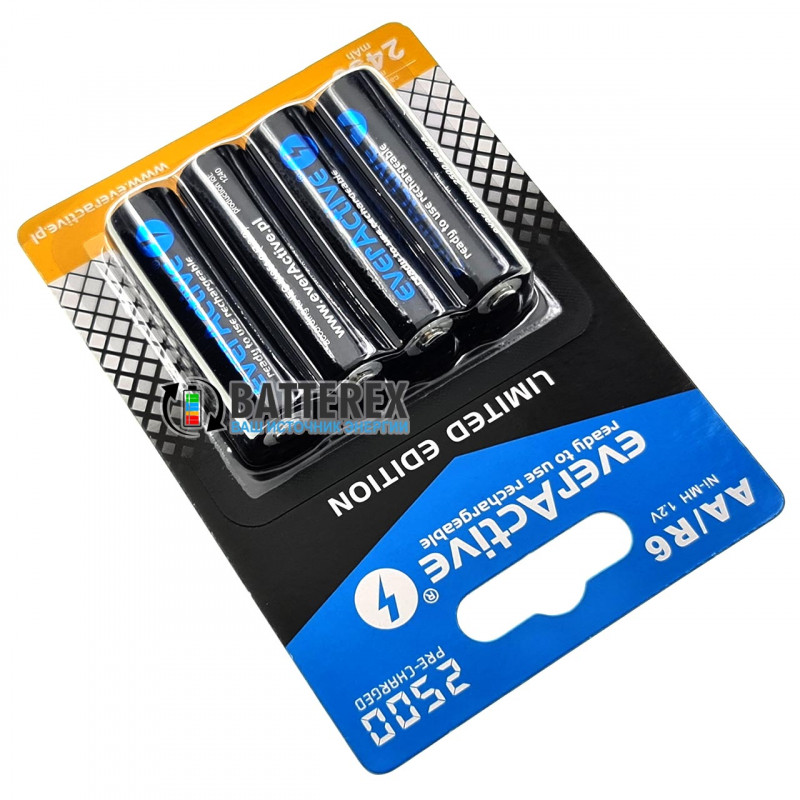 Пальчиковые АА аккумуляторы AA EverActive 2500mah Limited Edition - упаковка 4 шт. в блистере