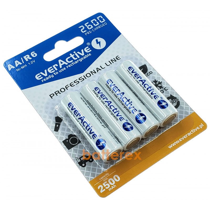 Пальчиковые АА аккумуляторы EverActive 2600 mah - 4 шт. в блистере Пальчиковые АА аккумуляторы EverActive 2600 mah - 4 шт. в блистере