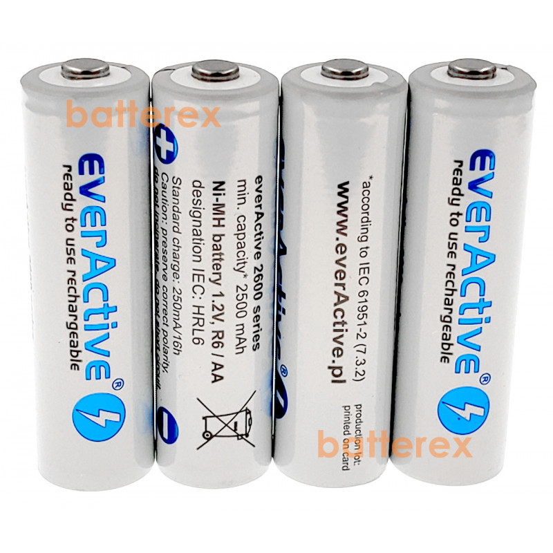 Пальчиковые АА аккумуляторы EverActive 2600 mah поштучно