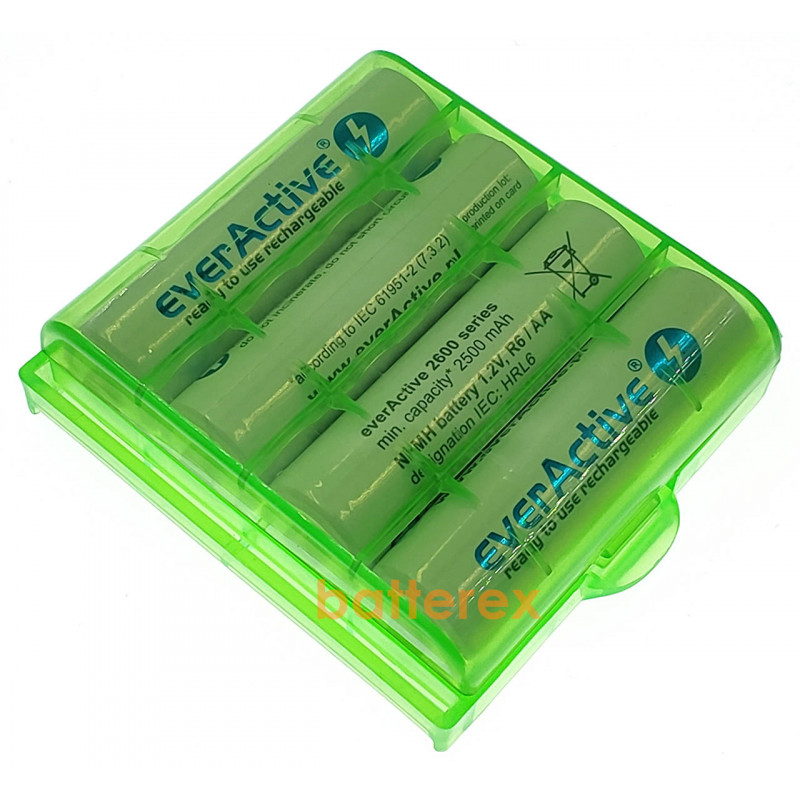 Пальчиковые АА аккумуляторы EverActive 2600 mah - 4 шт. в пластиковом боксе