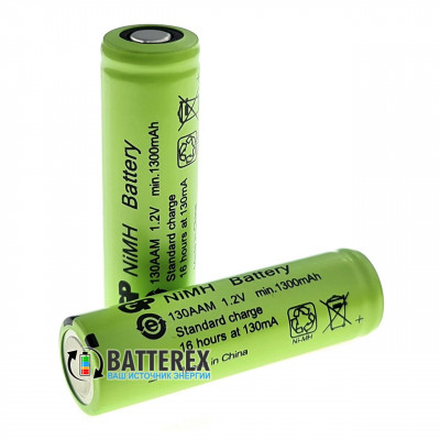 AA GP 1300mah 130AAM NiMH Flat Top технический аккумулятор