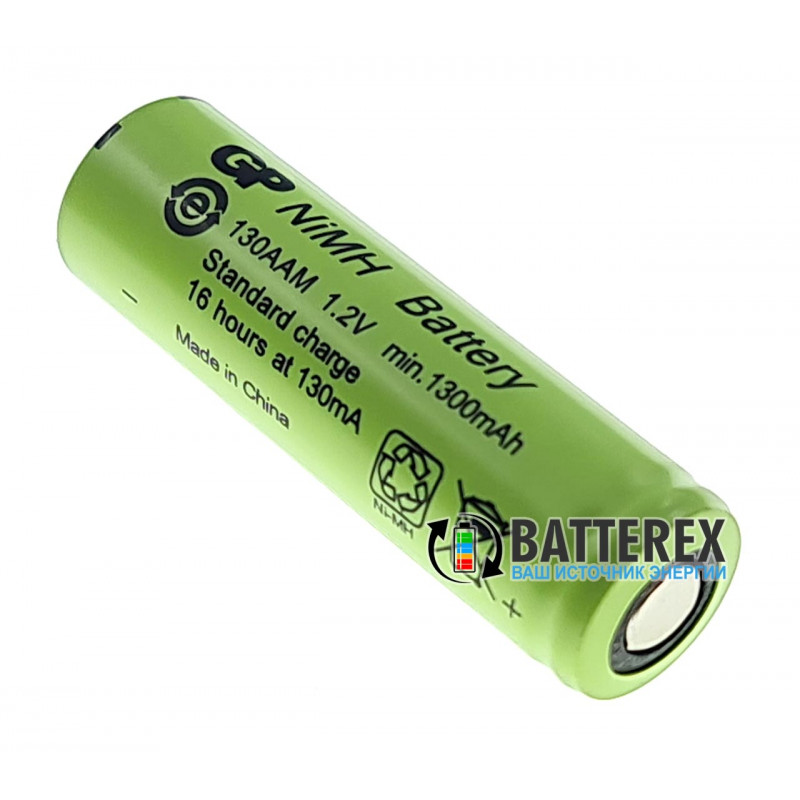 Аккумулятор промышленный AA GP NiMH 1300mah Flat Top с плоским контактом Плюс