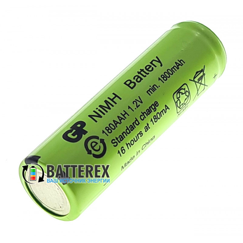 Аккумулятор промышленный AA GP NiMH 1800mah Flat Top с плоским контактом Плюс Аккумулятор промышленный AA GP NiMH 1800mah Flat Top с плоским контактом Плюс