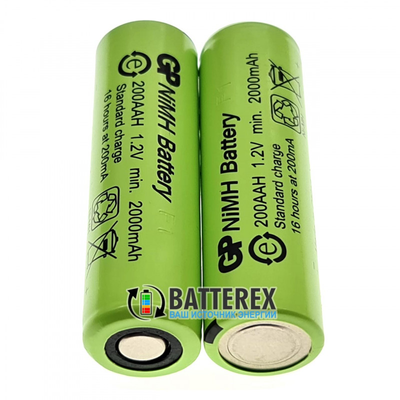 Аккумулятор промышленный AA GP 200AAH NiMH 2000mah Flat Top с плоским контактом Плюс Аккумулятор промышленный AA GP 200AAH NiMH 2000mah Flat Top с плоским контактом Плюс