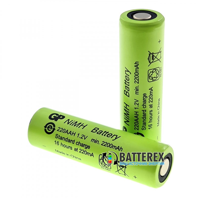 Аккумулятор промышленный AA GP 220AAH NiMH 2200mah Flat Top с плоским контактом Плюс