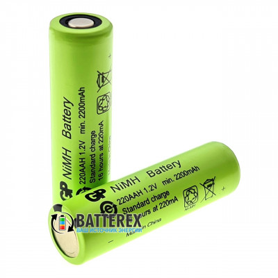 AA GP 220AAH NiMH 2200mah Flat Top технический аккумулятор