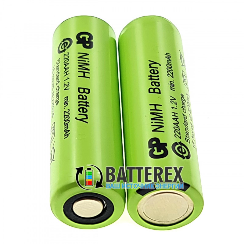 Аккумулятор промышленный AA GP 220AAH NiMH 2200mah Flat Top с плоским контактом Плюс