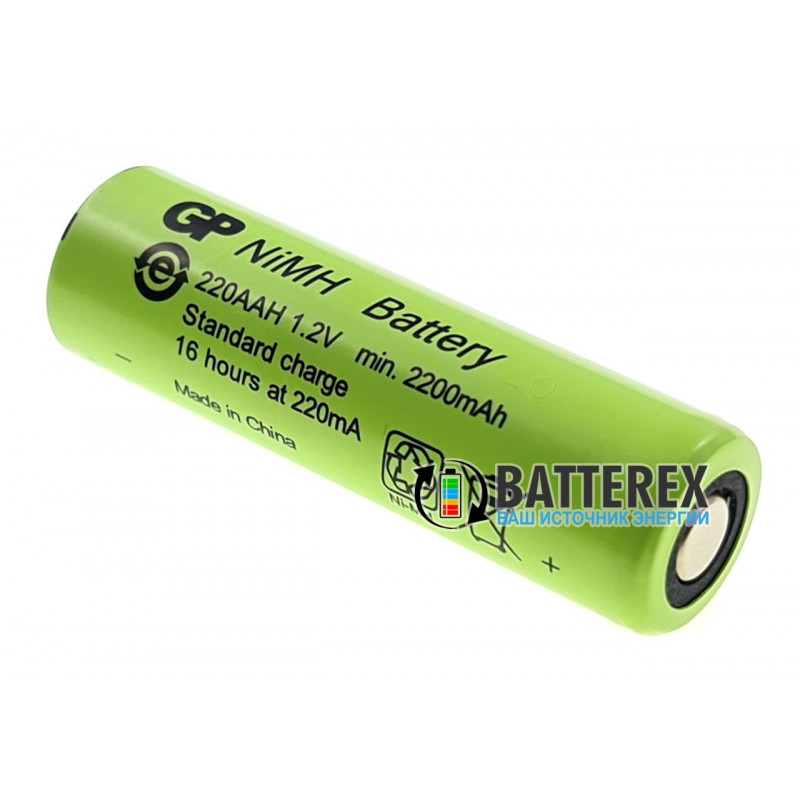 Аккумулятор промышленный AA GP 220AAH NiMH 2200mah Flat Top с плоским контактом Плюс