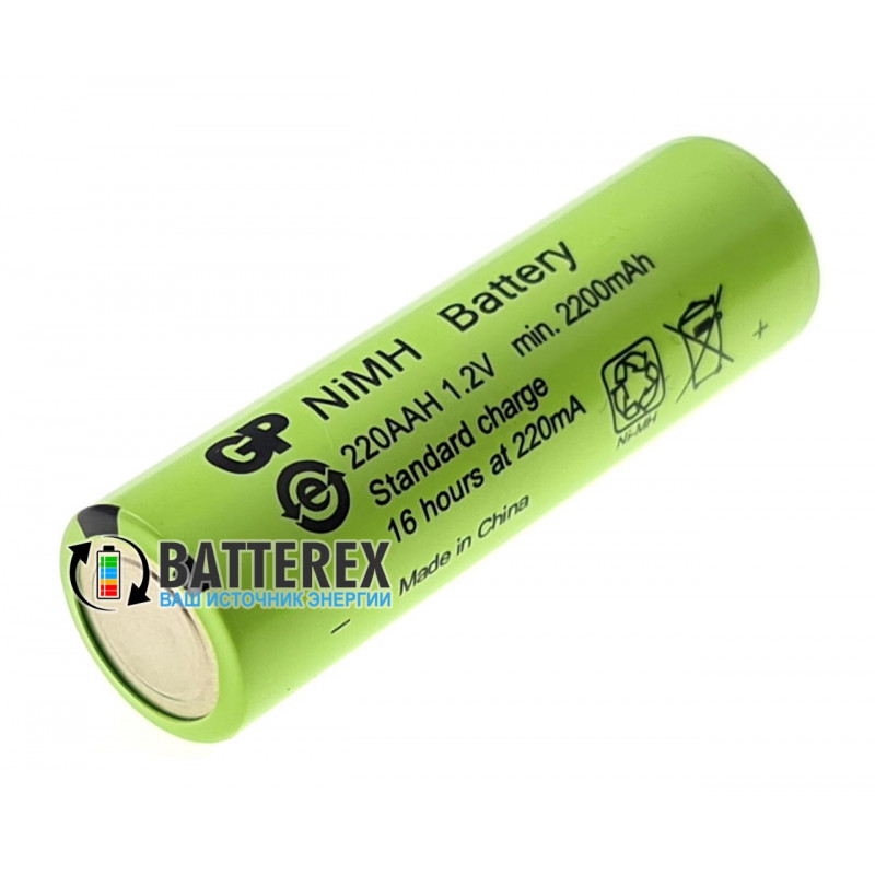 Аккумулятор промышленный AA GP 220AAH NiMH 2200mah Flat Top с плоским контактом Плюс