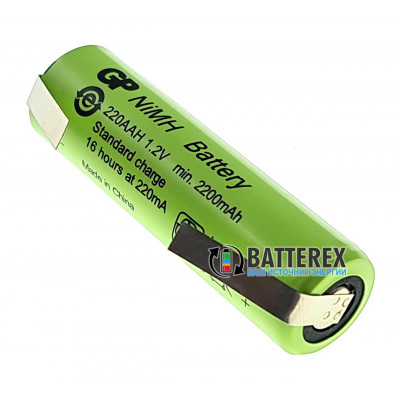 AA GP 220AAH NiMH 2200mah Flat Top с выводами под пайку
