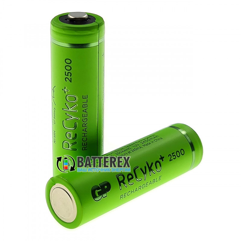 Пальчиковые АА аккумуляторы GP Recyko 2500mah - поштучно от 1 шт - цена за 1 аккумулятор