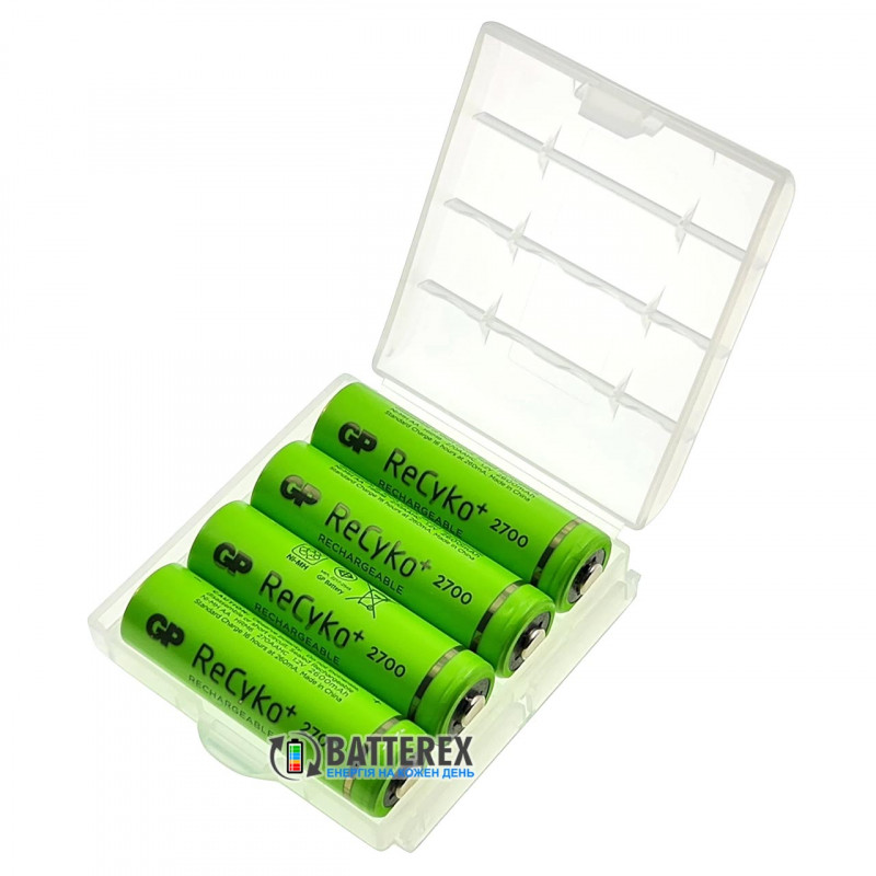 Пальчиковые АА аккумуляторы GP Recyko 2700mah - 4 шт в пластиковом боксе Пальчиковые АА аккумуляторы GP Recyko 2700mah - 4 шт в пластиковом боксе
