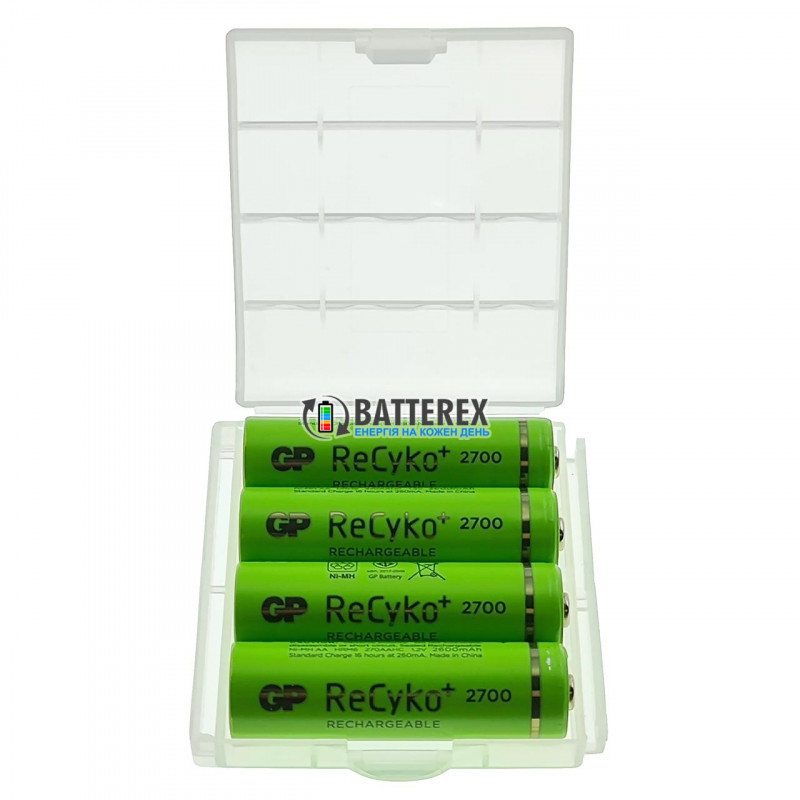 Пальчиковые АА аккумуляторы GP Recyko 2700mah - 4 шт в пластиковом боксе Пальчиковые АА аккумуляторы GP Recyko 2700mah - 4 шт в пластиковом боксе