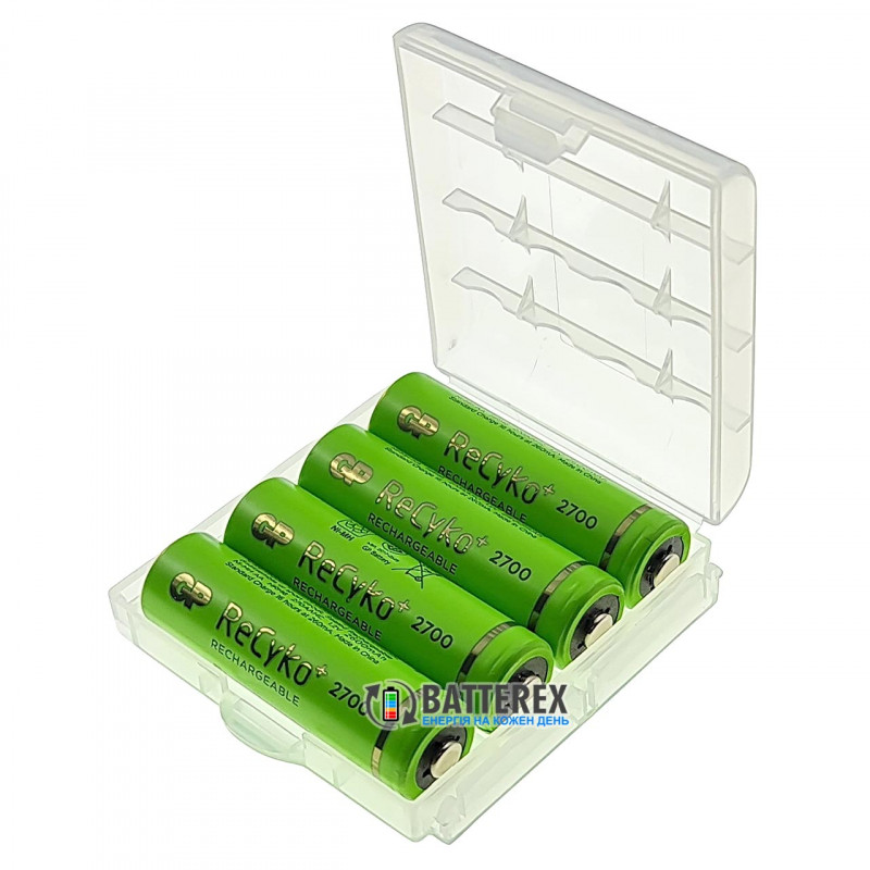 Пальчиковые АА аккумуляторы GP Recyko 2700mah - 4 шт в пластиковом боксе