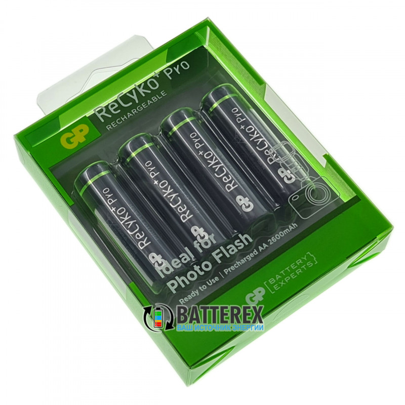 Пальчиковые АА аккумуляторы GP Recyko Pro 2600mah Photo Flash - 4 шт. в блистере Пальчиковые АА аккумуляторы GP Recyko Pro 2600mah Photo Flash - 4 шт. в блистере