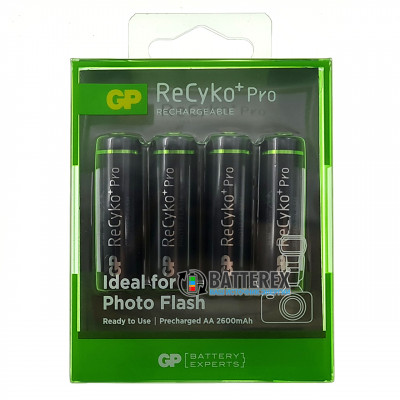AA GP Recyko Pro 2600mah Photo Flash (высокая токоотдача, низкий саморазряд) - упаковка 4 шт. в блистере