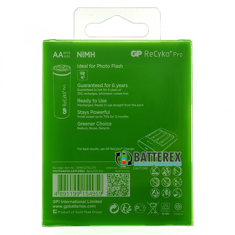Пальчиковые АА аккумуляторы GP Recyko Pro 2600mah Photo Flash - 4 шт. в блистере Пальчиковые АА аккумуляторы GP Recyko Pro 2600mah Photo Flash - 4 шт. в блистере