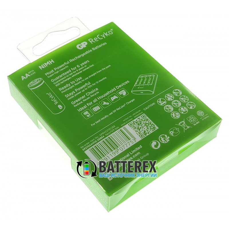 Пальчиковые АА аккумуляторы GP Recyko 2700mah - 4 шт. в блистере Пальчиковые АА аккумуляторы GP Recyko 2700mah - 4 шт. в блистере