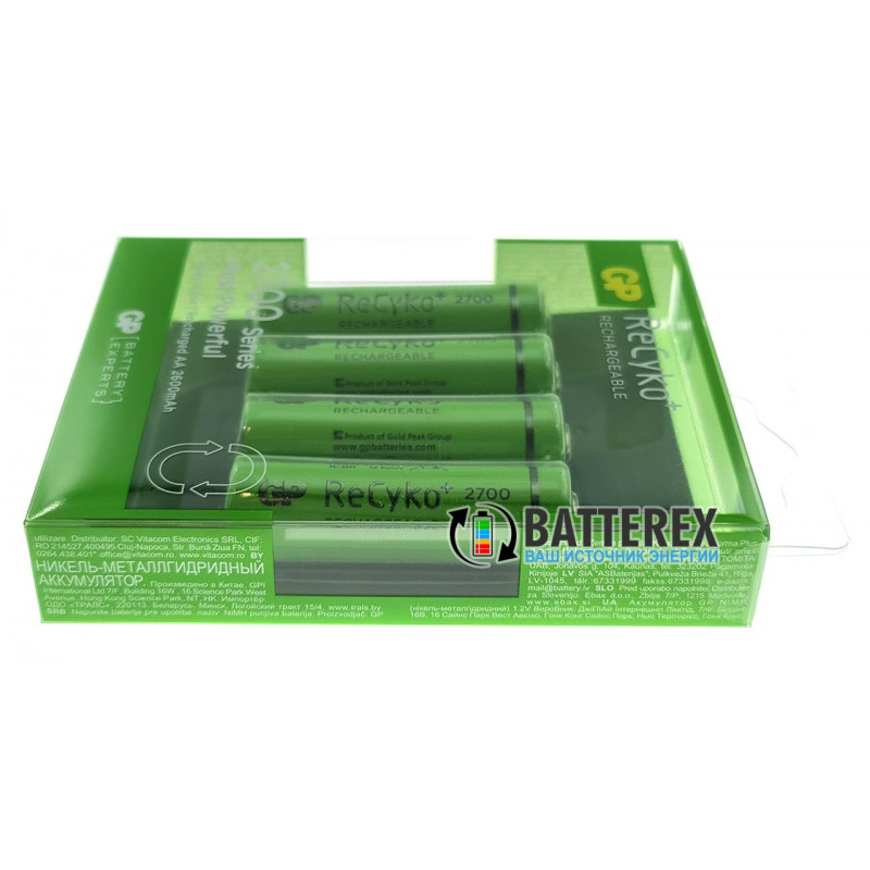 Пальчиковые АА аккумуляторы GP Recyko 2700mah - 4 шт. в блистере Пальчиковые АА аккумуляторы GP Recyko 2700mah - 4 шт. в блистере