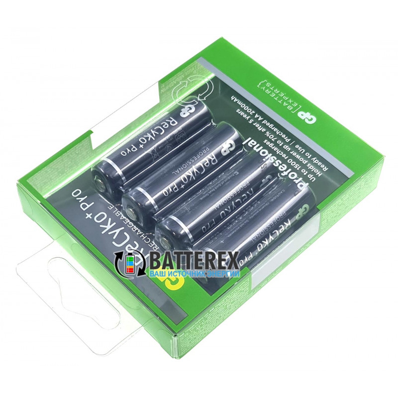 Пальчиковые АА аккумуляторы GP Recyko Pro 2000mah на 1500 циклов - 4 шт. в блистере Пальчиковые АА аккумуляторы GP Recyko Pro 2000mah на 1500 циклов - 4 шт. в блистере