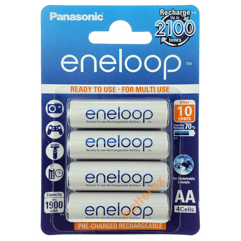 AA аккумуляторы Panasonic Eneloop 2000 mah BK-3MCCE - упаковка 4 шт. в картонном блистере