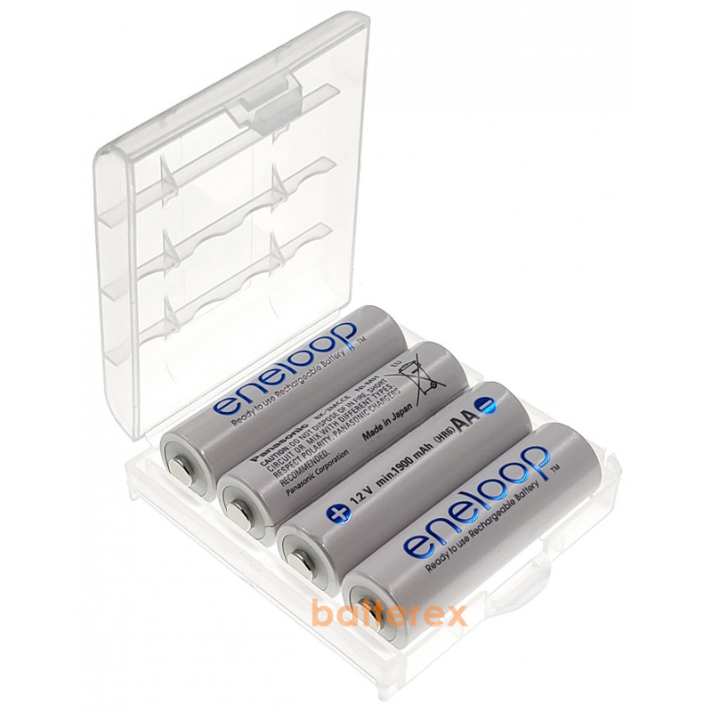 AA аккумуляторы Panasonic Eneloop 2000 mah (min. 1900mah) BK-3MCCE - 4 шт. в пластиковом боксе белого цвета