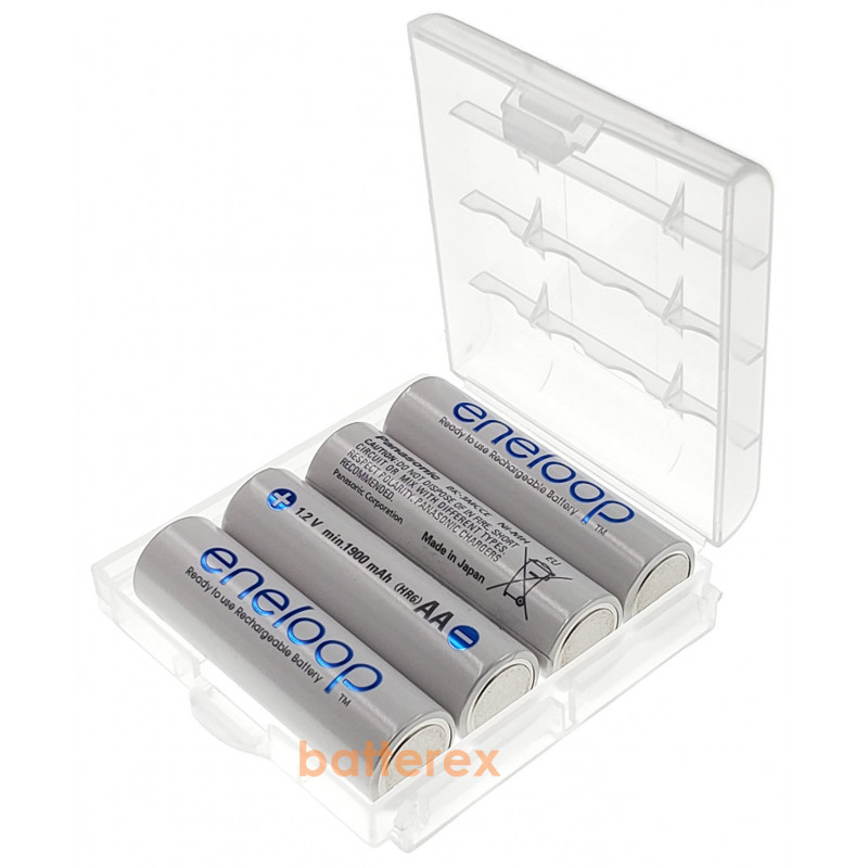 AA аккумуляторы Panasonic Eneloop 2000 mah (min. 1900mah) BK-3MCCE - 4 шт. в пластиковом боксе белого цвета