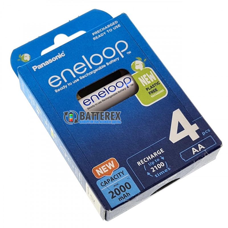 4 аккумулятора AA Panasonic Eneloop 2000 mah BK-3MCDE/4BE в картонной эко-упаковке EcoBox 4 аккумулятора AA Panasonic Eneloop 2000 mah BK-3MCDE/4BE в картонной эко-упаковке EcoBox