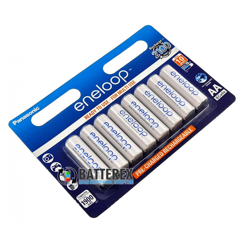 AA аккумуляторы Panasonic Eneloop 2000 mah (min. 1900mah) BK-3MCCE 8 шт. в картонном блистере AA аккумуляторы Panasonic Eneloop 2000 mah (min. 1900mah) BK-3MCCE 8 шт. в картонном блистере
