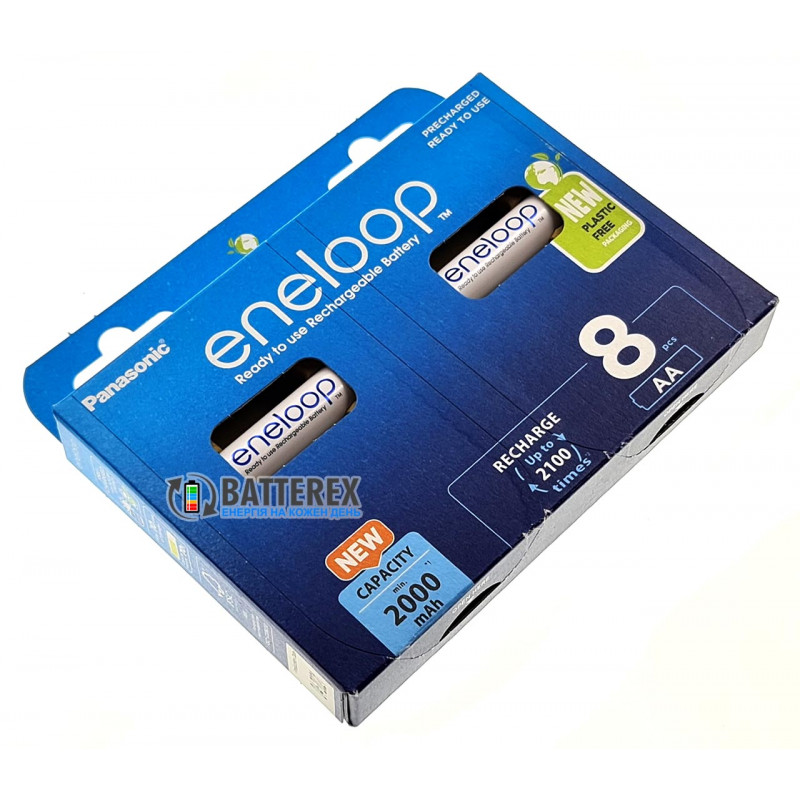 8 аккумуляторов AA Panasonic Eneloop 2000 mah BK-3MCDE/8BE в картонной эко-упаковке EcoBox 8 аккумуляторов AA Panasonic Eneloop 2000 mah BK-3MCDE/8BE в картонной эко-упаковке EcoBox