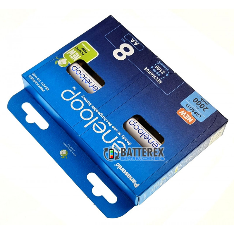 8 аккумуляторов AA Panasonic Eneloop 2000 mah BK-3MCDE/8BE в картонной эко-упаковке EcoBox 8 аккумуляторов AA Panasonic Eneloop 2000 mah BK-3MCDE/8BE в картонной эко-упаковке EcoBox