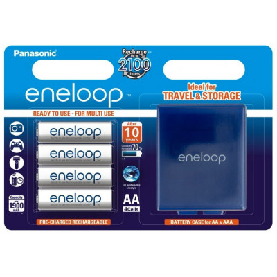 AA Panasonic Eneloop 2000 mah BK-3MCCE/C4BE - упаковка в блистере 4 аккумулятора + фирменный бокс Eneloop AA Panasonic Eneloop 2000 mah BK-3MCCE/C4BE - упаковка в блистере 4 аккумулятора + фирменный бокс Eneloop