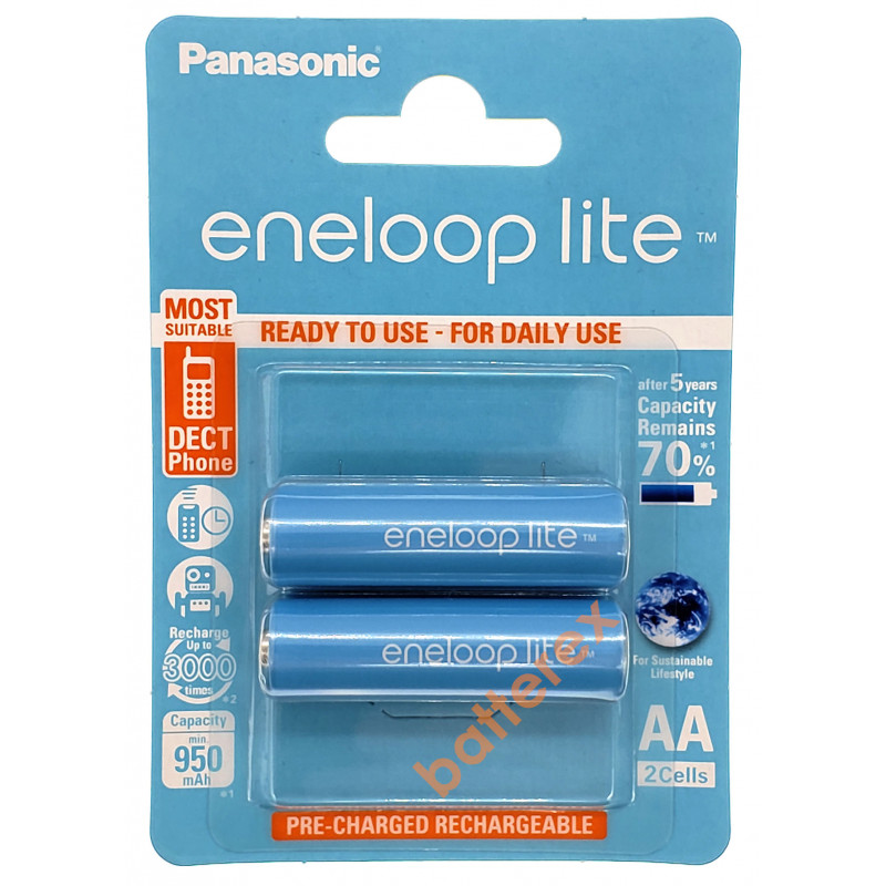 Аккумулятор AA Panasonic Eneloop Lite 1000mah BK-3LCCE/2BE - 2 аккумулятора в блистере (цена за упаковку)