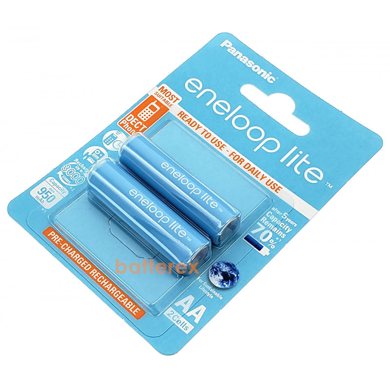 Аккумулятор AA Panasonic Eneloop Lite 1000mah BK-3LCCE/2BE - 2 аккумулятора в блистере (цена за упаковку)