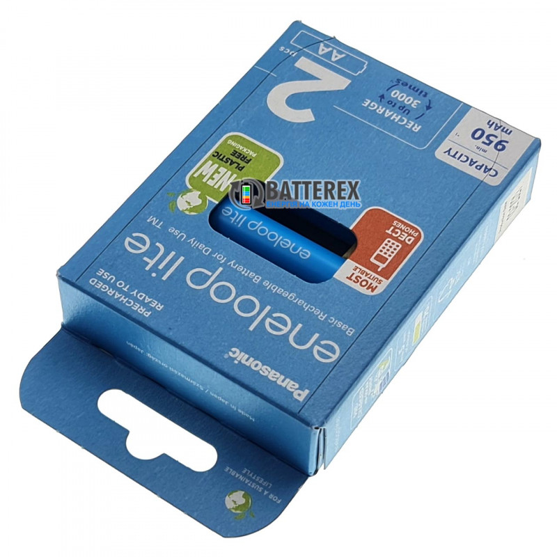 Аккумуляторы AA Panasonic Eneloop Lite 1000mah BK-3LCCE/2BE - 2 шт. в картонной экологичной упаковке EcoBox Аккумуляторы AA Panasonic Eneloop Lite 1000mah BK-3LCCE/2BE - 2 шт. в картонной экологичной упаковке EcoBox