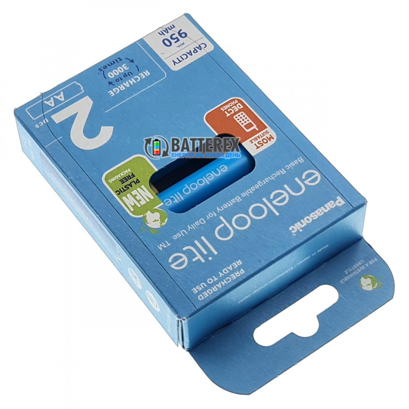Аккумуляторы AA Panasonic Eneloop Lite 1000mah BK-3LCCE/2BE - 2 шт. в картонной экологичной упаковке EcoBox Аккумуляторы AA Panasonic Eneloop Lite 1000mah BK-3LCCE/2BE - 2 шт. в картонной экологичной упаковке EcoBox