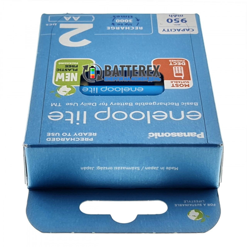 Аккумуляторы AA Panasonic Eneloop Lite 1000mah BK-3LCCE/2BE - 2 шт. в картонной экологичной упаковке EcoBox Аккумуляторы AA Panasonic Eneloop Lite 1000mah BK-3LCCE/2BE - 2 шт. в картонной экологичной упаковке EcoBox