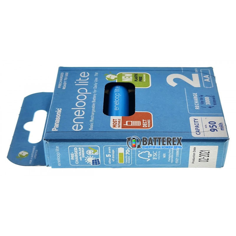 Аккумуляторы AA Panasonic Eneloop Lite 1000mah BK-3LCCE/2BE - 2 шт. в картонной экологичной упаковке EcoBox Аккумуляторы AA Panasonic Eneloop Lite 1000mah BK-3LCCE/2BE - 2 шт. в картонной экологичной упаковке EcoBox