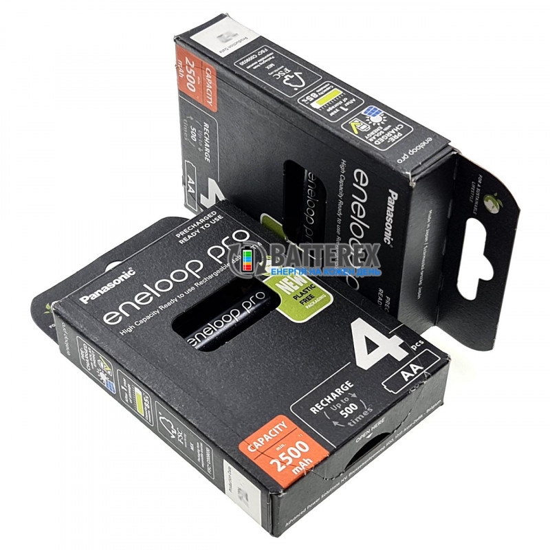 Аккумуляторы AA Panasonic Eneloop Pro 2600 mah BK-3HCDE/4BE EcoBox - 4 шт. в картонной экологичной упаковке - Оригинал-Япония Аккумуляторы AA Panasonic Eneloop Pro 2600 mah BK-3HCDE/4BE EcoBox - 4 шт. в картонной экологичной упаковке - Оригинал-Япония