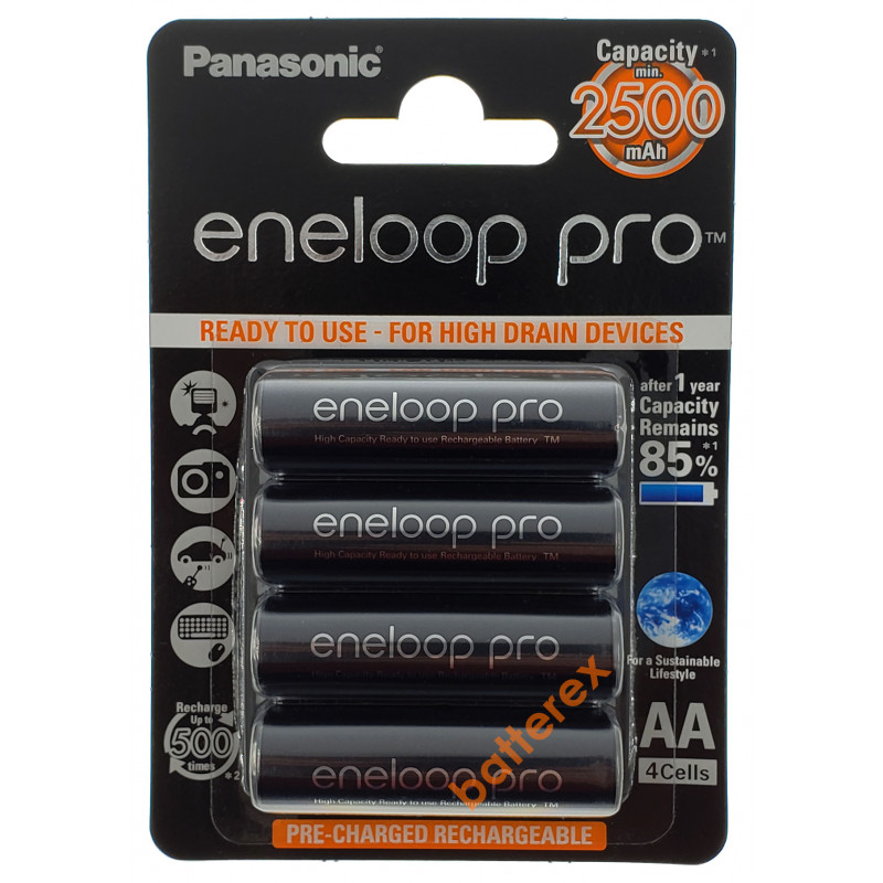 Аккумулятор AA Panasonic Eneloop Pro 2600 mah BK-3HCDE 4BE 4 шт. в картонном блистере